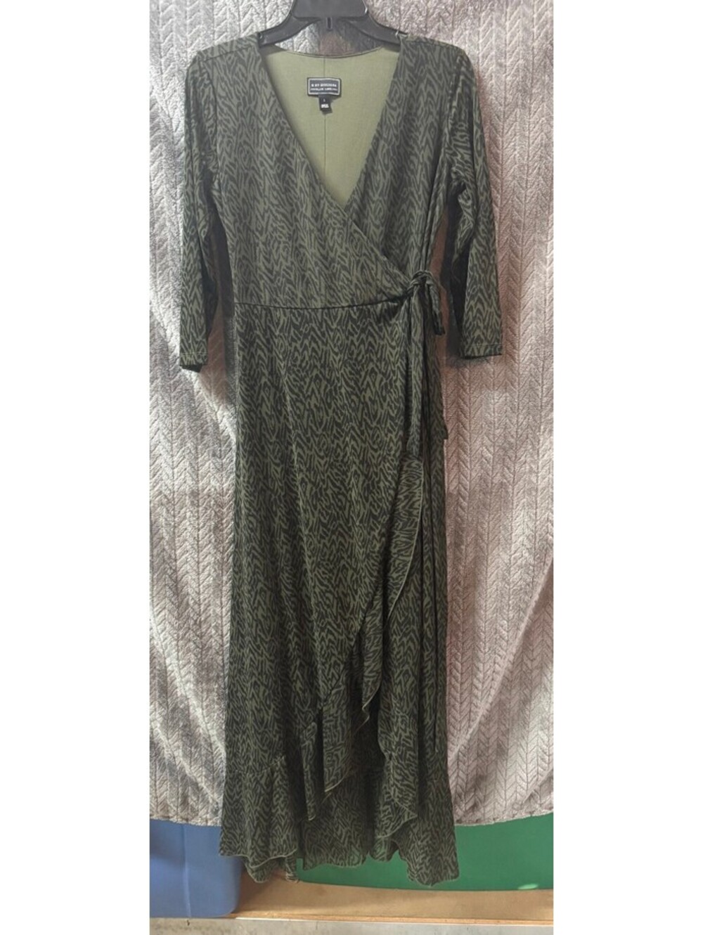 G by Giuliana Black Label Olive Green Wrap Dress Size S